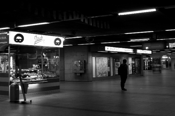 Black and white subway transport station Photo