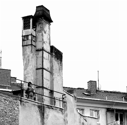 Foto Preto e branco
 teto torre chaminé