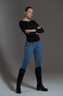 Leather leg model jeans Photo