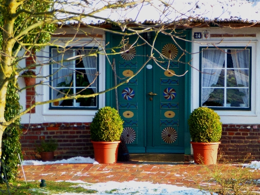 Winter house window old Photo