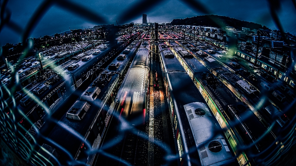 Night skyscraper cityscape reflection