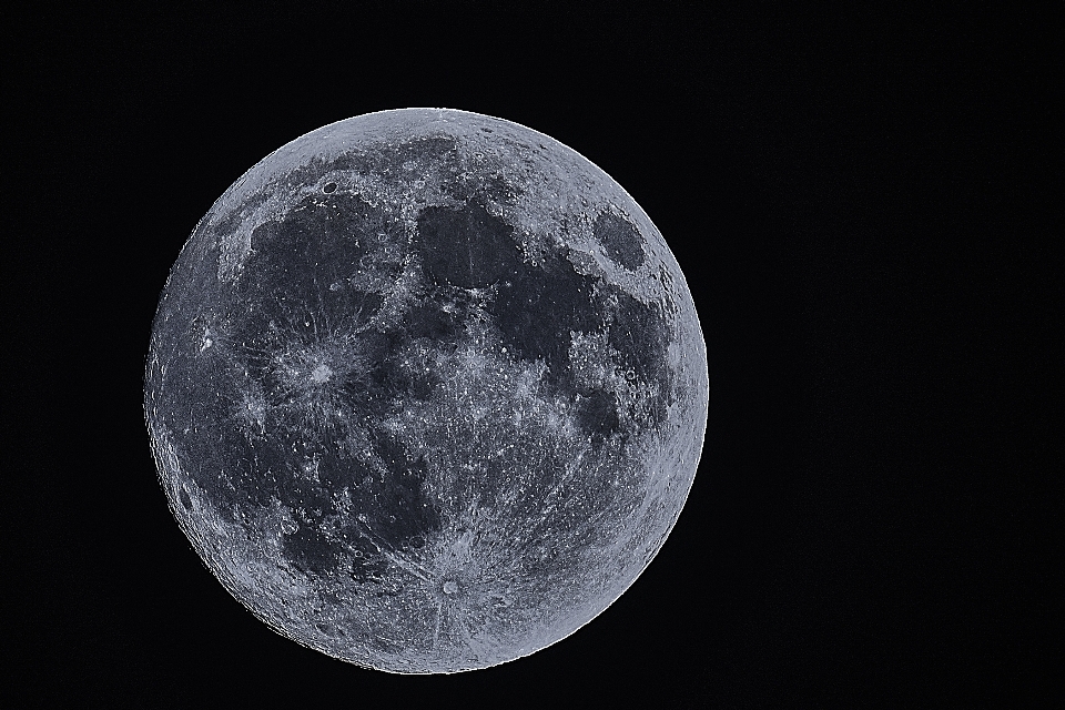 Black and white atmosphere moon full