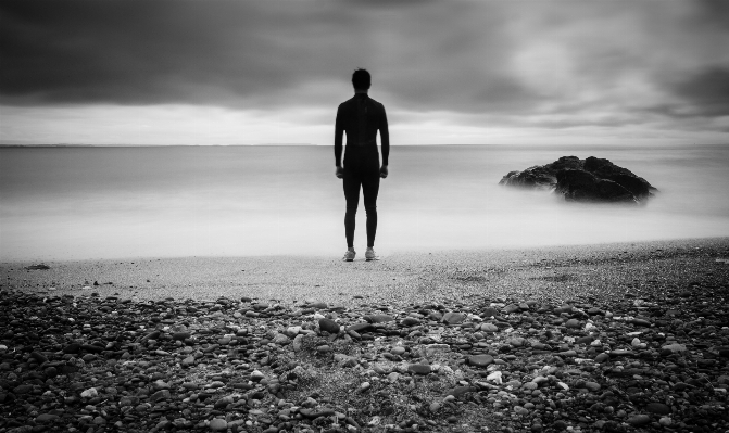 Man beach landscape sea Photo