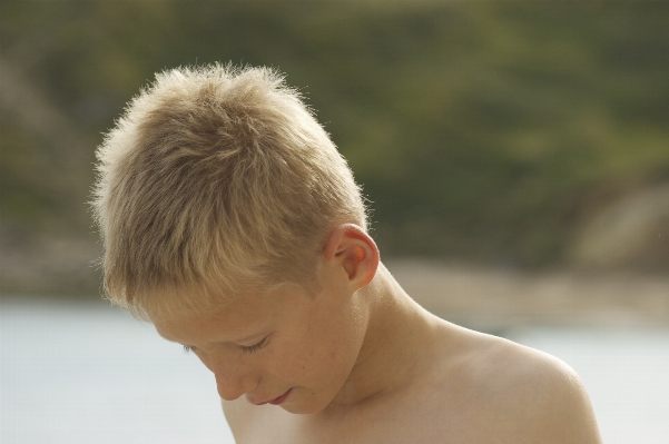 Beach sea hair boy Photo