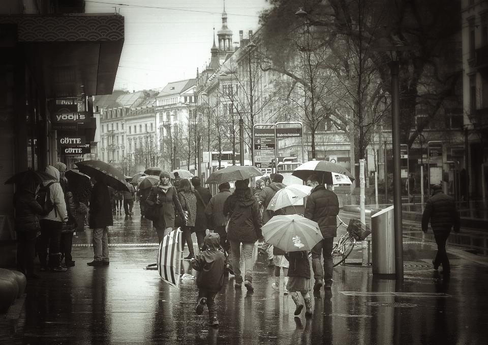 Hiver noir et blanc
 personnes route