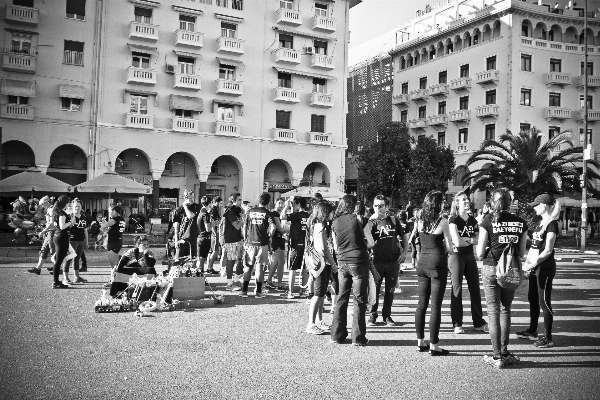 Pedestrian black and white people road Photo