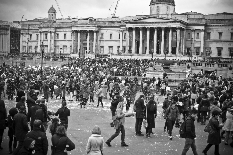 Pedestrian black and white people road