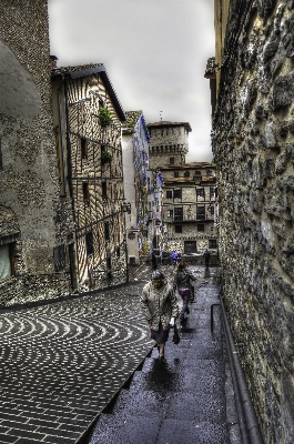 Foto Paesaggio inverno persone strada