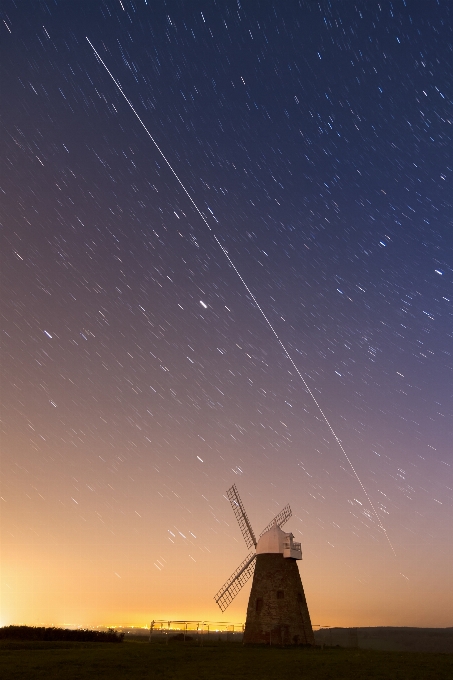 天空 夜晚 星星 风车