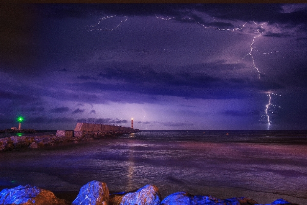 Sea water horizon light Photo