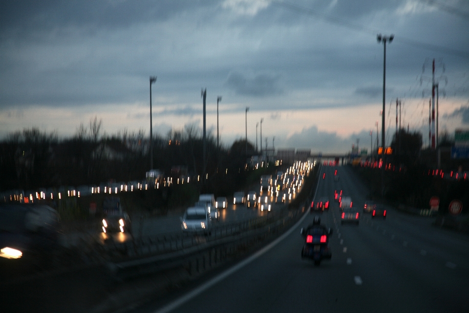 Sonnenuntergang straße brücke nacht