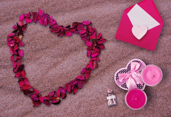 Beach petal love heart Photo