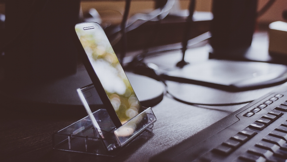 Desk smartphone creative bokeh