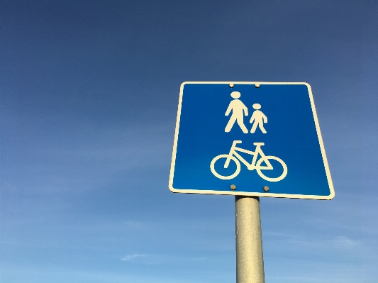 Pedestrian walkway sign blue Photo