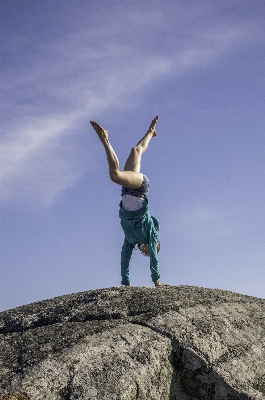 Rock mountain adventure jumping Photo