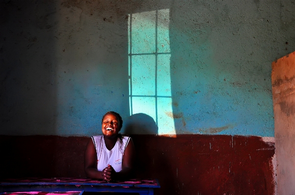 Light woman window glass Photo