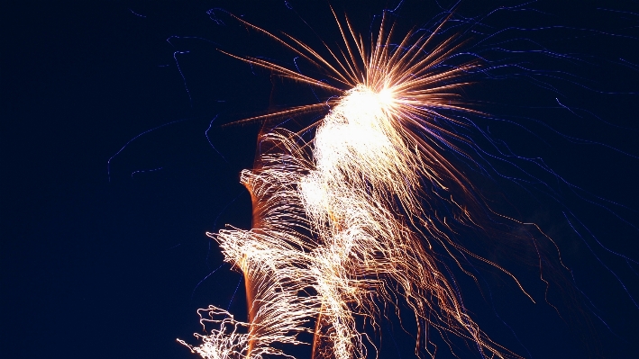 空 夜 レクリエーション 線香花火 写真