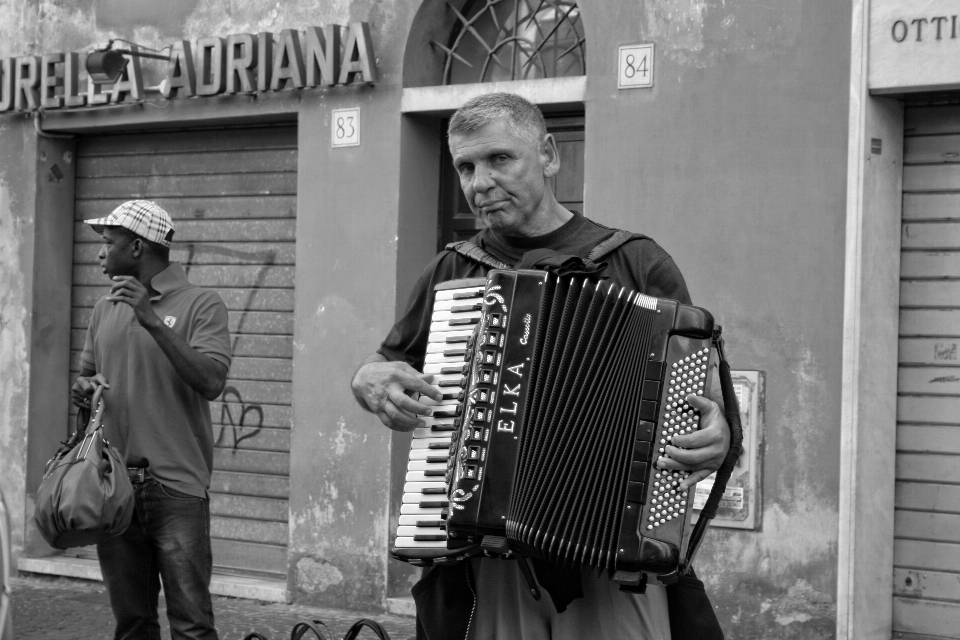 Person music black and white road