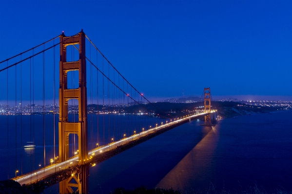 Sea horizon bridge night Photo