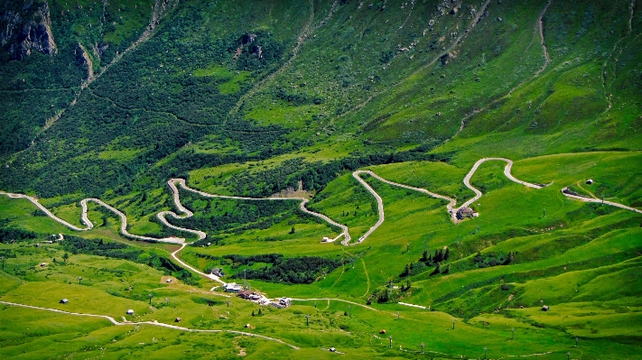 Landscape road meadow valley Photo