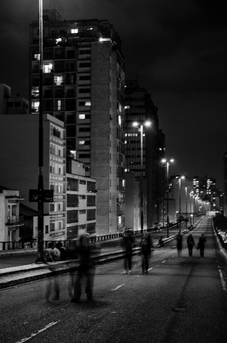 Light black and white road skyline