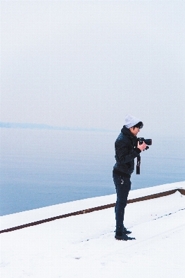 男 海 水 雪 写真