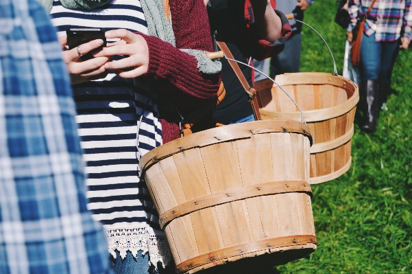 Hand person phone basket Photo