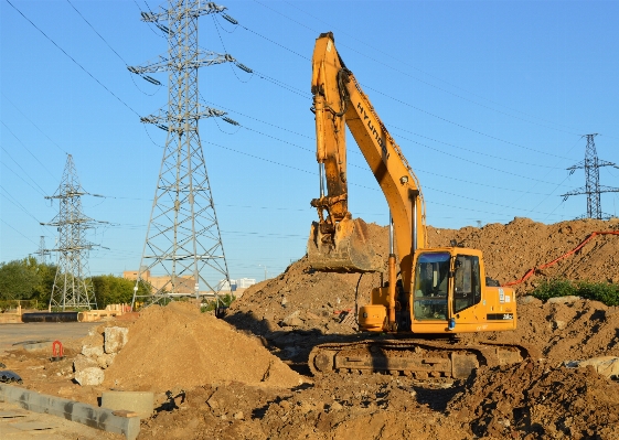 Sand tractor asphalt construction Photo