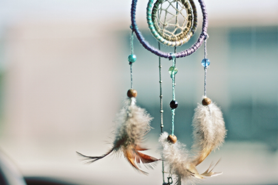 Color blue bead feather