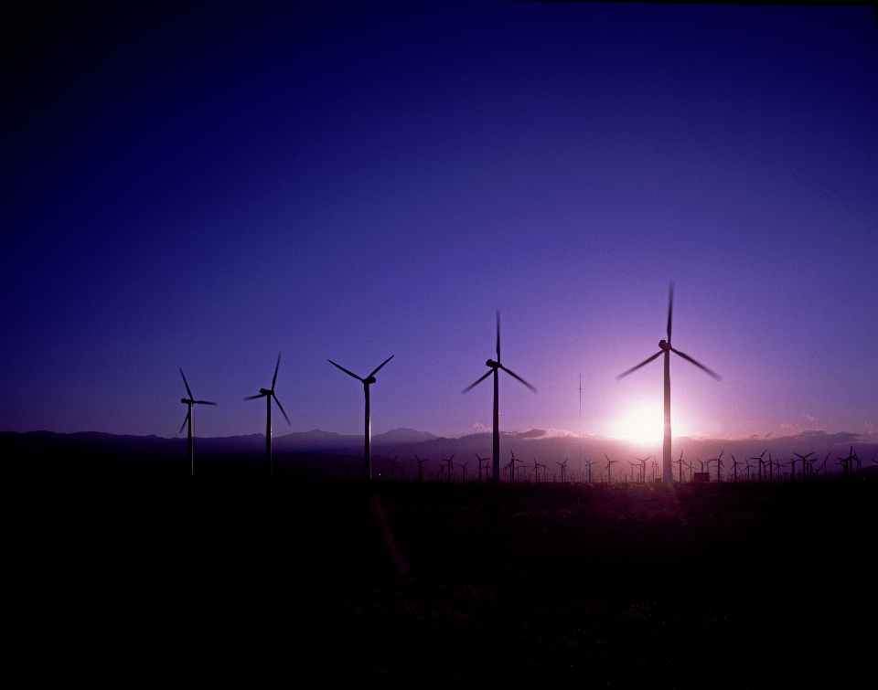 Sunrise morning windmill wind