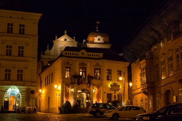 Glowing street night town Photo