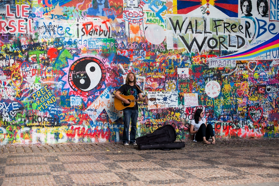 Ulica gitara miasto ściana