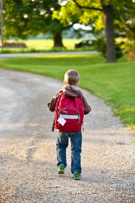 Walking people boy backpack Photo