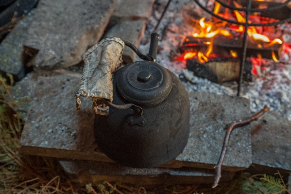 Coffee wood pot fire Photo