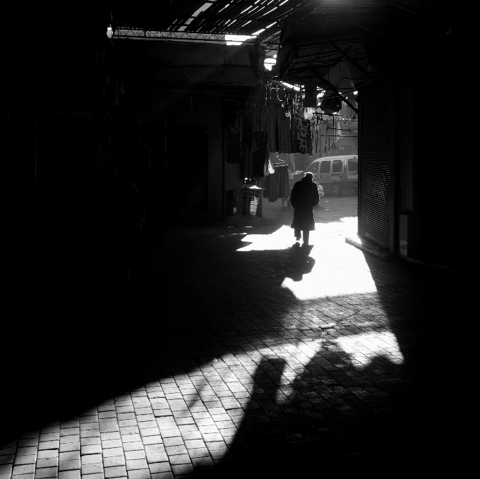 Light black and white street