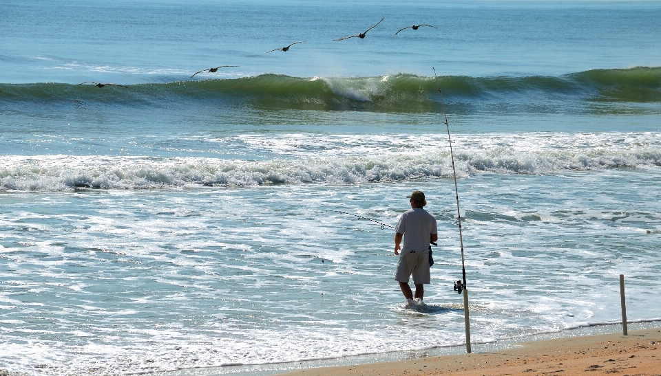 Man beach landscape sea