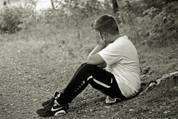 Man forest person black and white Photo