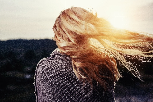 Girl woman hair sunset Photo