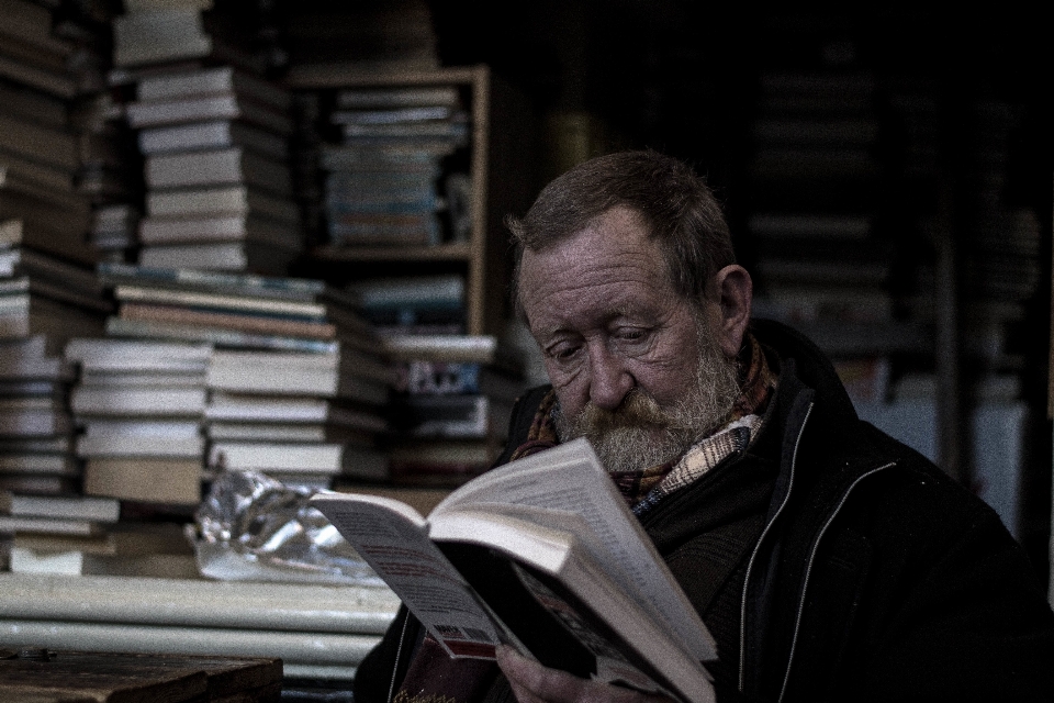 Man person reading solitude