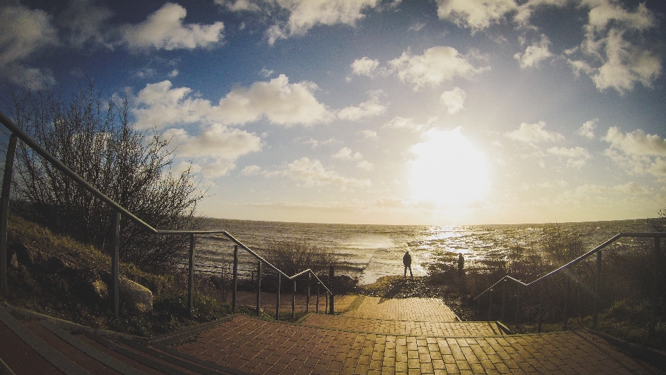 Man landscape sea coast