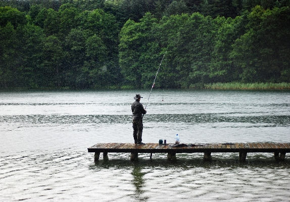 Man water rain lake Photo