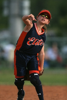 Hand girl baseball glove Photo