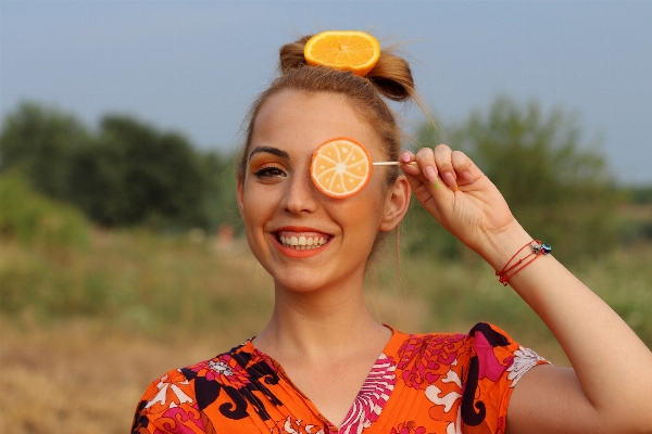 Girl woman hair orange Photo