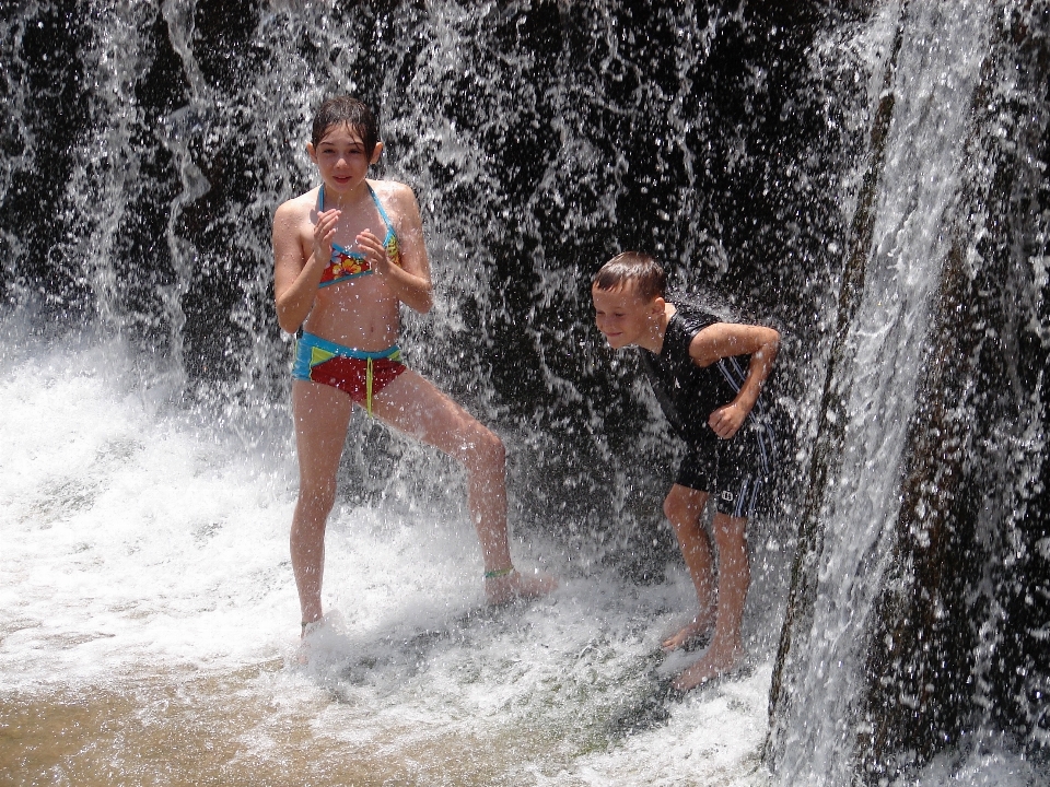 Water outdoor waterfall girl