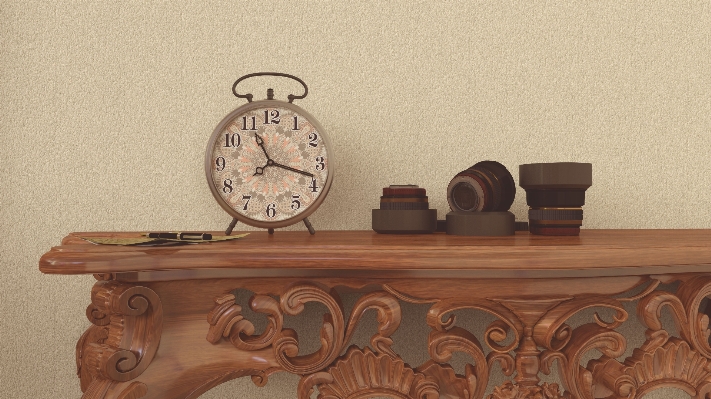 Table wood antique clock Photo