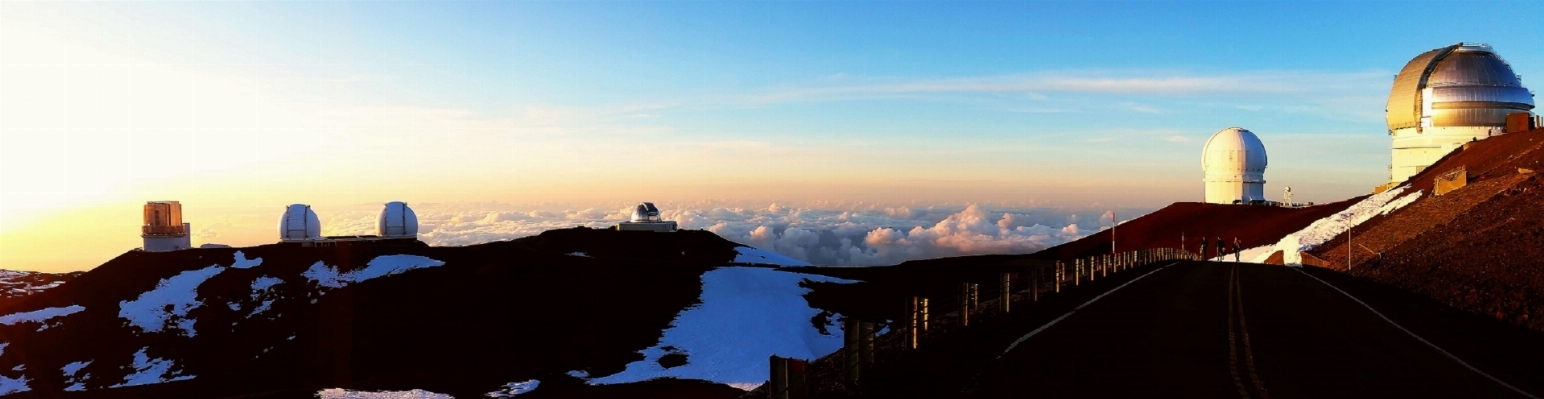 Landscape snow sunset panorama Photo