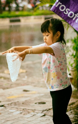 人 女の子 遊ぶ 雨 写真