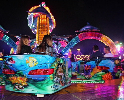 Night recreation carnival amusement park Photo