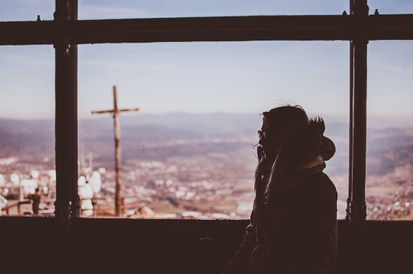 Silhouette person sky girl Photo