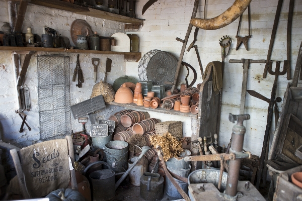 Wood tourist attraction potting shed garden tools Photo